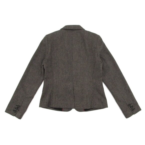 Banana Republic Blazer Jacket Womens Sz 8 Gray Check Wool Lined Two Button Coat - Picture 16 of 16